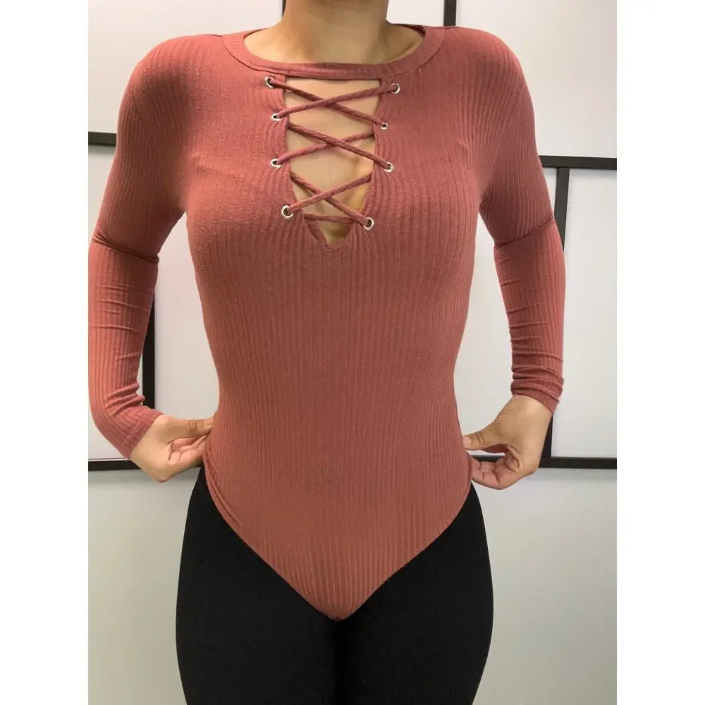 Bodysuit long sleeve with tie detail in front size XS - Picture 3 of 3